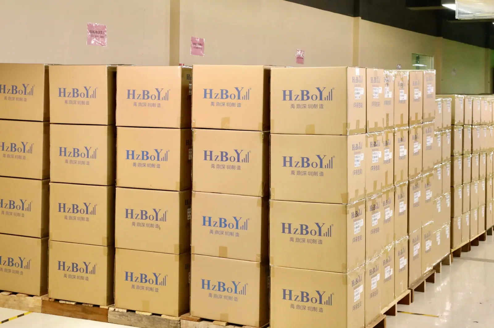 Packed HZBOY industrial remote controls ready for global shipment